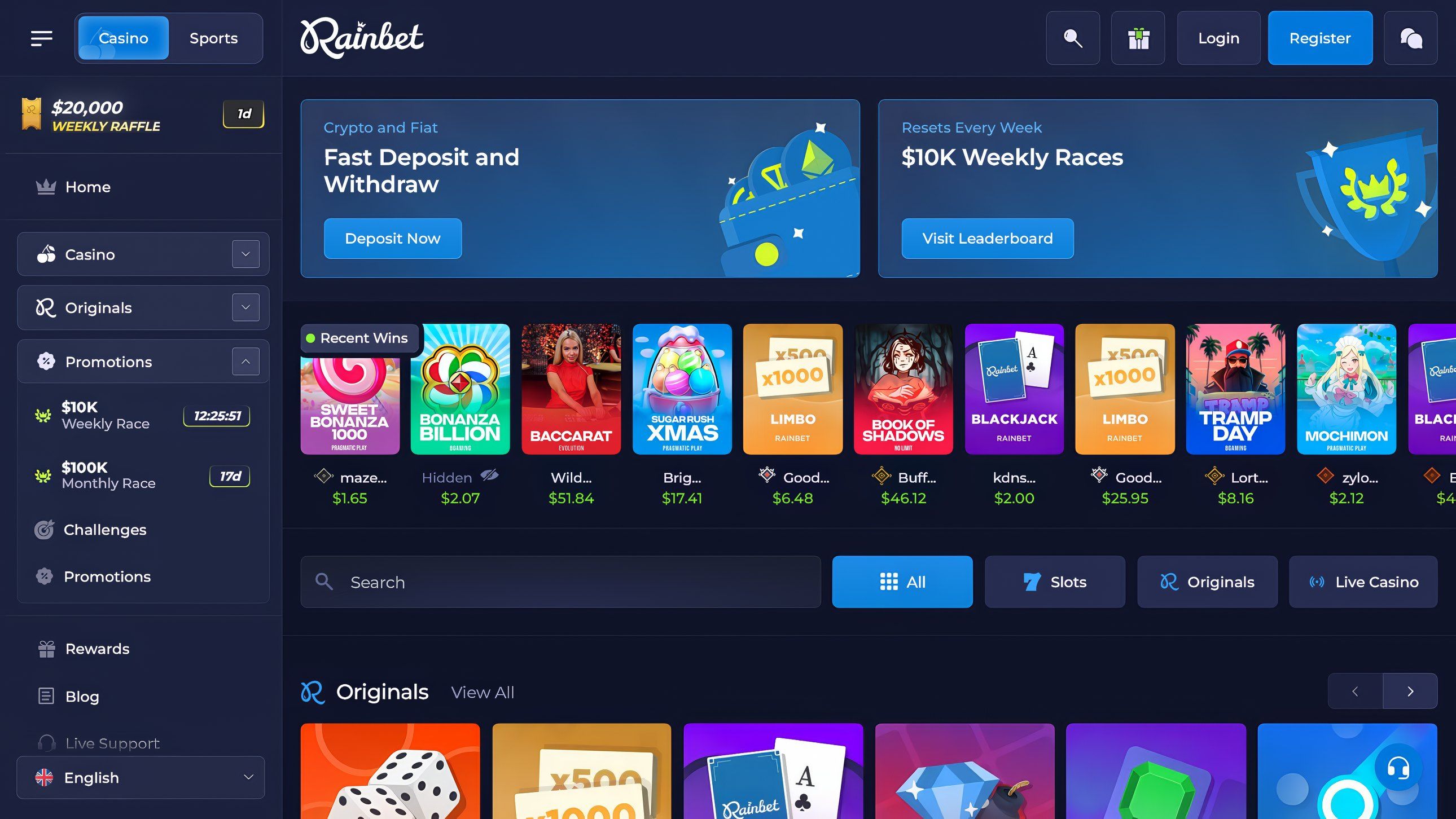 Rainbet desktop screenshot 1